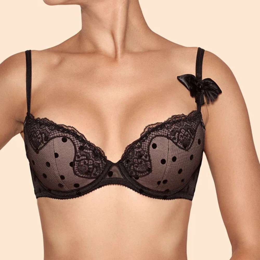 Ajour black dot Demi push-up bra with removable pad new with tags